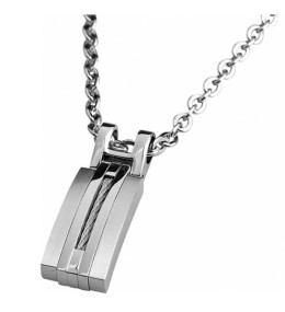 Collier avec Pendentif Acier/Câble MARINA et Chaîne 50cm diamètre 3mm, Rochet P062360