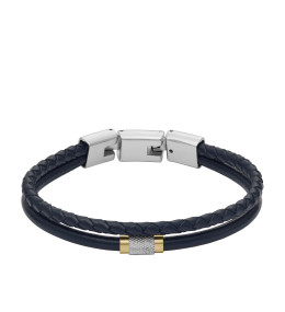 Le Bracelet Homme FOSSIL, All stacked up, en acier et multirangs cuir, JF04703998