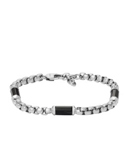Le Bracelet Homme FOSSIL, All stacked up, en acier et agate noire, JF04604040