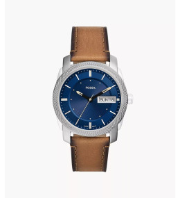 La Montre homme FOSSIL, MACHINE, 3 aiguilles, jour et date, Acier et cuir, FS5920