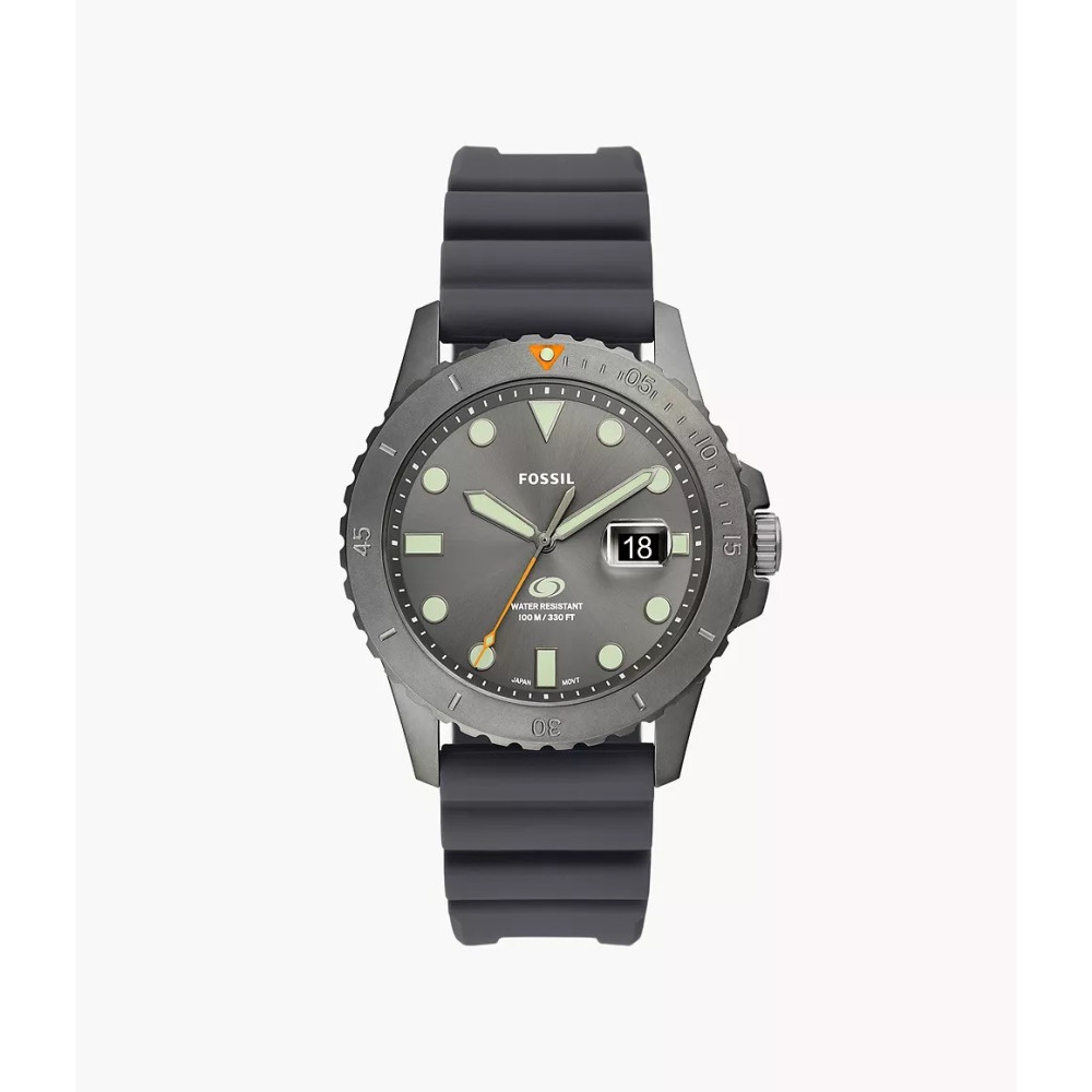 La Montre homme FOSSIL, BLUE DIVE, 3 aiguilles et date, Acier et silicone, FS5994 La Montre homme FOSSIL, BLUE DIVE, 3 aiguilles et date, Acier et silicone, FS5994