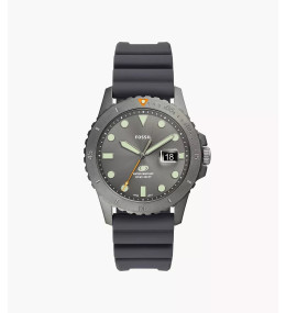 La Montre homme FOSSIL, BLUE DIVE, 3 aiguilles et date, Acier et silicone, FS5994