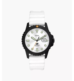 La Montre homme FOSSIL, BLUE DIVE, 3 aiguilles et date, Acier et silicone, FS5999