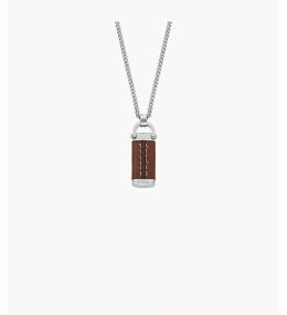 Le Collier Homme FOSSIL, Héritage D-link, en acier et cuir, JF04399040