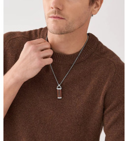 Le Collier Homme FOSSIL, Héritage D-link, en acier et cuir, JF04399040