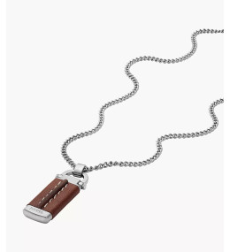 Le Collier Homme FOSSIL, Héritage D-link, en acier et cuir, JF04399040