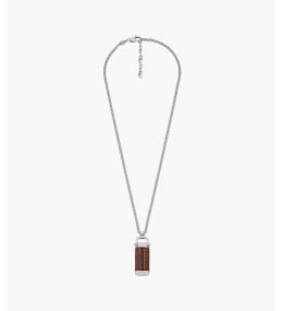 Le Collier Homme FOSSIL, Héritage D-link, en acier et cuir, JF04399040