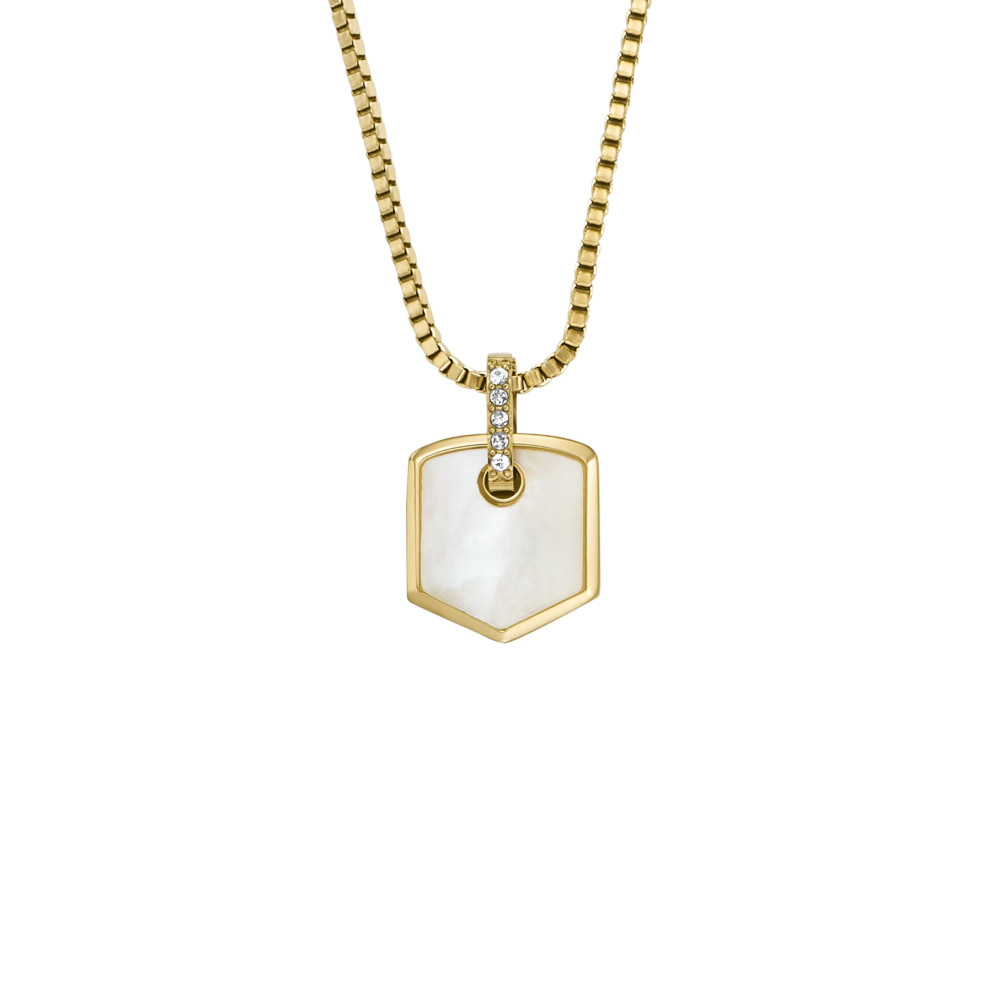 Le Collier Femme FOSSIL, Héritage crest, en acier et nacre, JF04529710 Le Collier Femme FOSSIL, Héritage crest, en acier et nacre, JF04529710
