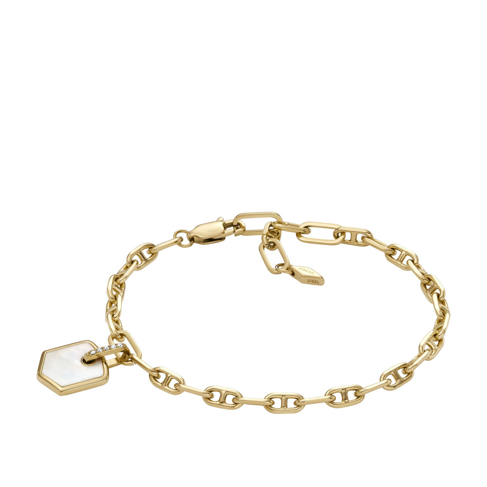 Le Bracelet Femme FOSSIL, Héritage Crest, en laiton doré et nacre, JA7210710 Le Bracelet Femme FOSSIL, Héritage Crest, en laiton doré et nacre, JA7210710