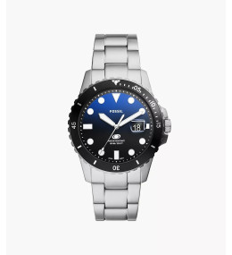 La Montre Homme FOSSIL, BLUE DIVE, 3 aiguilles, date, acier, FS6038