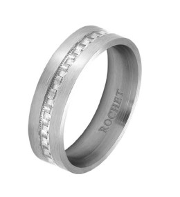 Bague Acier Apollo 6mm Acier satiné/carbone blanc, ROCHET HA790262