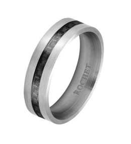 Bague Acier Apollo 6mm Acier satiné/carbone noir, ROCHET HA790160