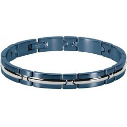 Bracelet Acier TRINIDAD 8mm Bicolore PVD Bleu 21cm, Rochet B042286