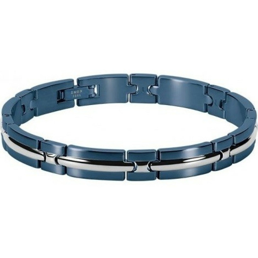Bracelet Acier TRINIDAD 8mm Bicolore PVD Bleu 21cm, Rochet B042286