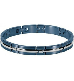 Bracelet Acier TRINIDAD 8mm Bicolore PVD Bleu 21cm, Rochet B042286
