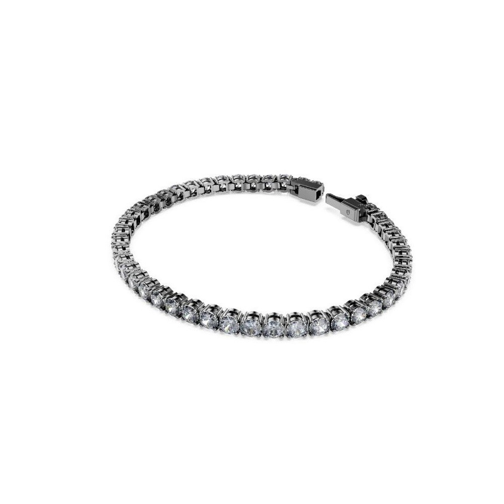Bracelet Tennis Deluxe gris, Métal plaqué ruthénium Swarovski 5693928