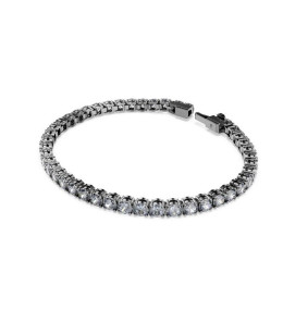 Bracelet Tennis Deluxe gris, Métal plaqué ruthénium Swarovski 5693928