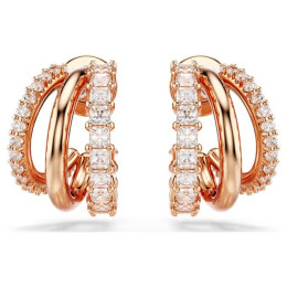 Les Boucles d'oreilles créoles Swarovski, Hyperbola Tailles variées, Mini, Blanches, Placage de ton or rosé, 5698702