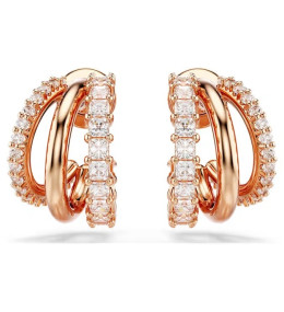 Les Boucles d'oreilles créoles Swarovski, Hyperbola Tailles variées, Mini, Blanches, Placage de ton or rosé, 5698702