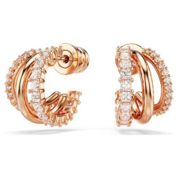 Les Boucles d'oreilles créoles Swarovski, Hyperbola Tailles variées, Mini, Blanches, Placage de ton or rosé, 5698702