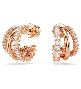 Les Boucles d'oreilles créoles Swarovski, Hyperbola Tailles variées, Mini, Blanches, Placage de ton or rosé, 5698702