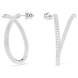 Les Boucles d'oreilles créoles Swarovski, Dextera Taille ronde, Blanches, Métal rhodié, 5695939