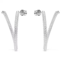 Les Boucles d'oreilles créoles Swarovski, Dextera Taille ronde, Blanches, Métal rhodié, 5695939