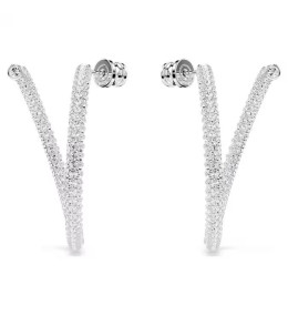 Les Boucles d'oreilles créoles Swarovski, Dextera Taille ronde, Blanches, Métal rhodié, 5695939