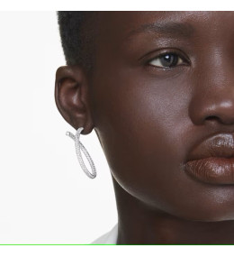 Les Boucles d'oreilles créoles Swarovski, Dextera Taille ronde, Blanches, Métal rhodié, 5695939