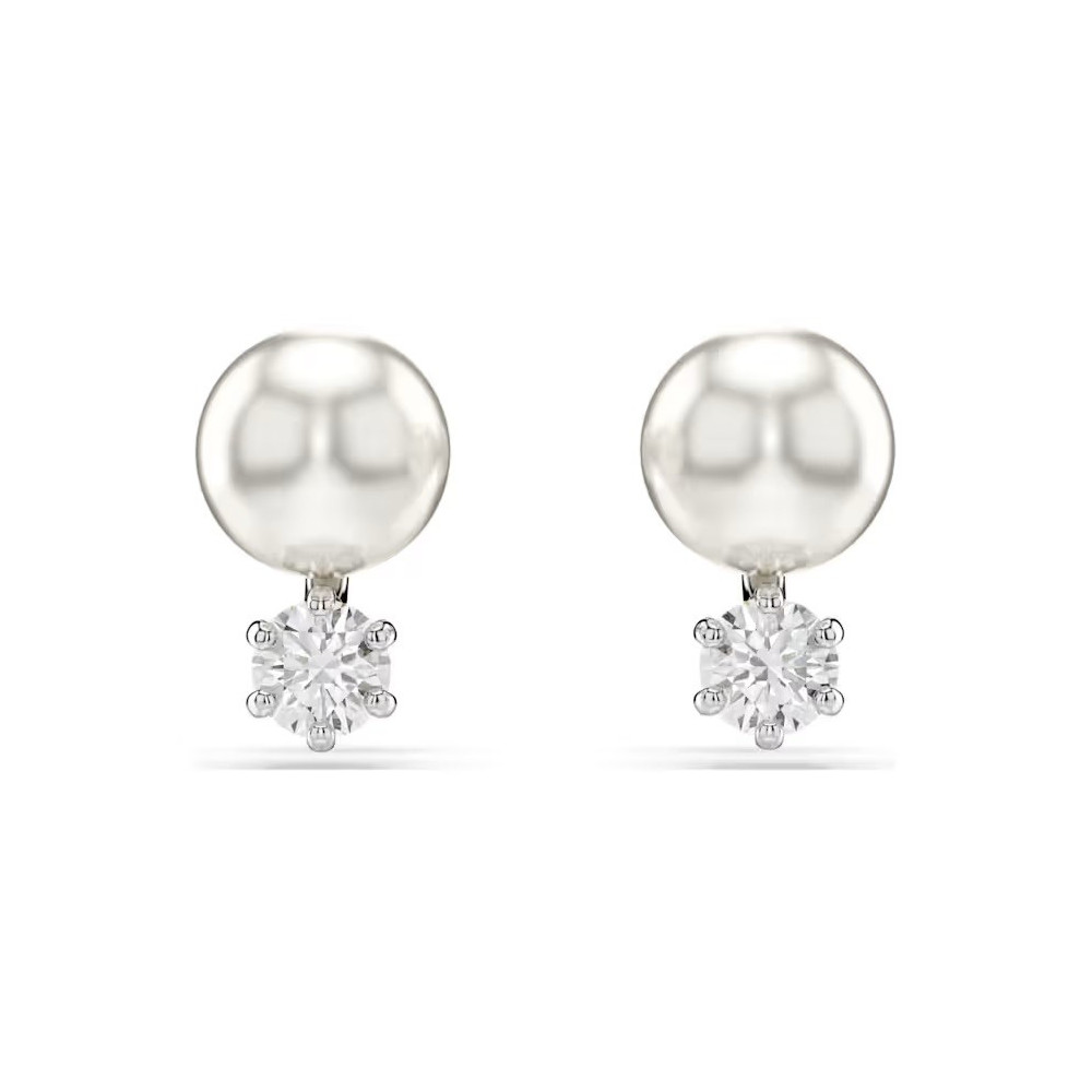 Les Boucles d'oreilles Swarovski, Matrix Perle de cristal, Taille ronde, Blanches, Métal rhodié, 5694225