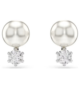 Les Boucles d'oreilles Swarovski, Matrix Perle de cristal, Taille ronde, Blanches, Métal rhodié, 5694225