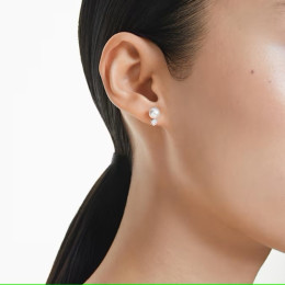 Les Boucles d'oreilles Swarovski, Matrix Perle de cristal, Taille ronde, Blanches, Métal rhodié, 5694225