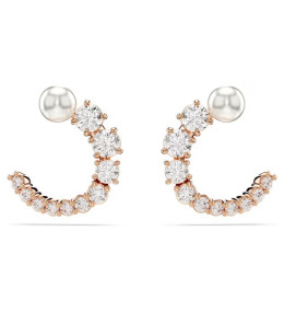 Les Boucles d'oreilles Swarovski, Matrix Perle de cristal, Taille ronde, Blanches, Placage de ton or rosé, 5692264