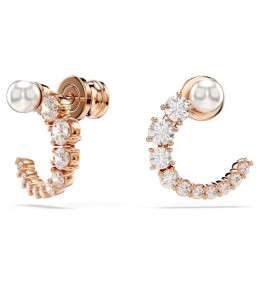 Les Boucles d'oreilles Swarovski, Matrix Perle de cristal, Taille ronde, Blanches, Placage de ton or rosé, 5692264