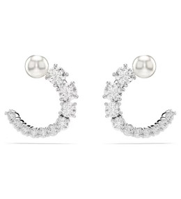 Les Boucles d'oreilles Swarovski, Matrix Perle de cristal, Taille ronde, Blanches, Métal rhodié, 5692260