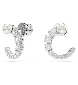 Les Boucles d'oreilles Swarovski, Matrix Perle de cristal, Taille ronde, Blanches, Métal rhodié, 5692260