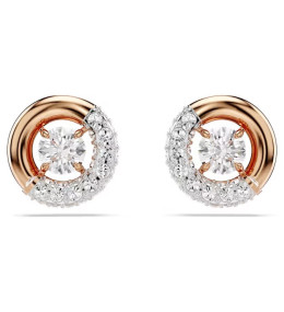Les Boucles d'oreilles Swarovski, Dextera Taille ronde, Blanches, Placage de ton or rosé, 5692258