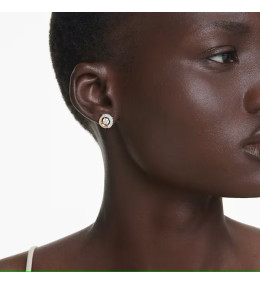 Les Boucles d'oreilles Swarovski, Dextera Taille ronde, Blanches, Placage de ton or rosé, 5692258