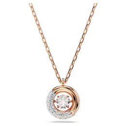 Le Collier Swarovski, Pendentif Dextera Taille ronde, Blanc, Placage de ton or rosé, 5692257