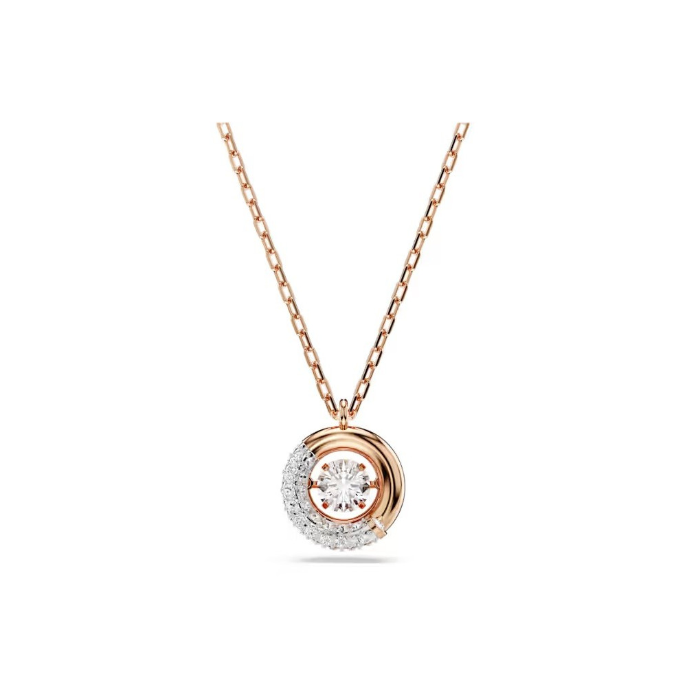 Le Collier Swarovski, Pendentif Dextera Taille ronde, Blanc, Placage de ton or rosé, 5692257