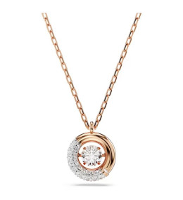 Le Collier Swarovski, Pendentif Dextera Taille ronde, Blanc, Placage de ton or rosé, 5692257
