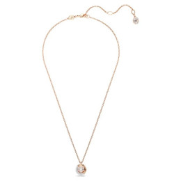 Le Collier Swarovski, Pendentif Dextera Taille ronde, Blanc, Placage de ton or rosé, 5692257