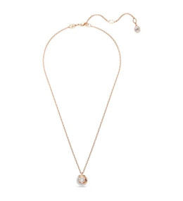 Le Collier Swarovski, Pendentif Dextera Taille ronde, Blanc, Placage de ton or rosé, 5692257