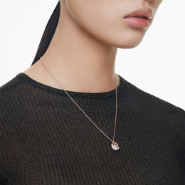 Le Collier Swarovski, Pendentif Dextera Taille ronde, Blanc, Placage de ton or rosé, 5692257