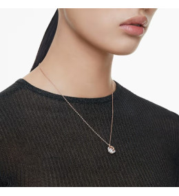 Le Collier Swarovski, Pendentif Dextera Taille ronde, Blanc, Placage de ton or rosé, 5692257