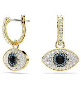 Les Boucles d'oreilles créoles Swarovski, Symbolica Œil porte-bonheur, Bleues, Placage de ton or, 5692163