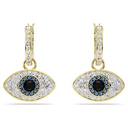 Les Boucles d'oreilles créoles Swarovski, Symbolica Œil porte-bonheur, Bleues, Placage de ton or, 5692163