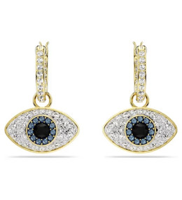 Les Boucles d'oreilles créoles Swarovski, Symbolica Œil porte-bonheur, Bleues, Placage de ton or, 5692163