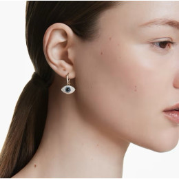 Les Boucles d'oreilles créoles Swarovski, Symbolica Œil porte-bonheur, Bleues, Placage de ton or, 5692163