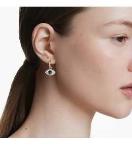 Les Boucles d'oreilles créoles Swarovski, Symbolica Œil porte-bonheur, Bleues, Placage de ton or, 5692163